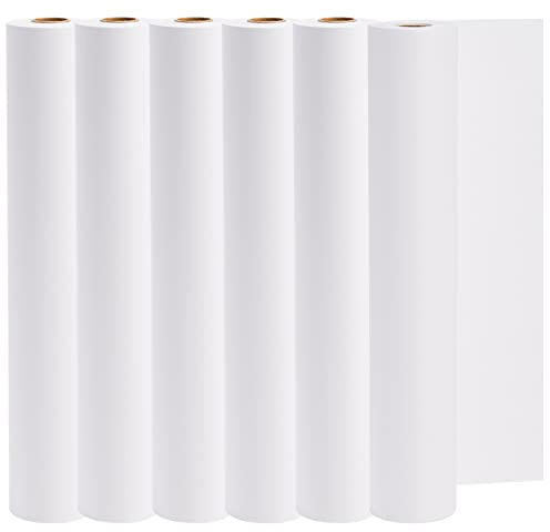 SOUJOY 6 Stück Staffelei-Papierrolle, 30,5 cm x 2,5 m, Kinder-Zeichenpapierrolle, weiß, recycelbar, Kunst und Handwerk, Bondpapier für Farben, Wandmontage, Notizstation