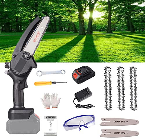LLYLAY Mini Chainsaw,24V 6 Inch Cordless Battery Powered Chain Saw,one-hand Chainsaw,electric Chainsaw, Handheld Mini Chainsaw For Cutting Pruning And Gardening (Color : Black, Size : 3*Chain)
