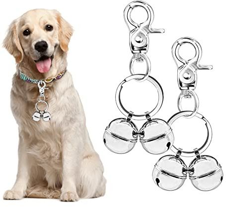 Whimsii Cat & Dog Collar Bell, Pack of 2, Extra Loud Dog Bell for Pet Tracking & Saving Wildlife, Birds, Durable Iron Split Ring & Lobster Bell Clip