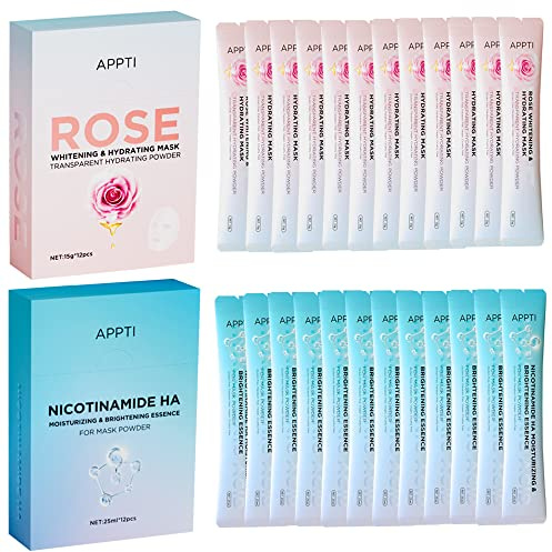 SHEEYOON Gesichtsmaske, Peel Off Crystal Face Jelly Mask Powder and Nicotinamid/Hyaluronsäure Serum Set, DIY Face SPA Skincare Mask (Rose)
