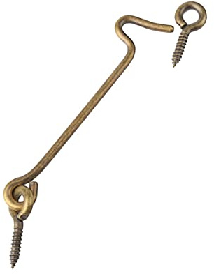 Haken und Ösenriegel 20 cm Retro Kabinenhaken außen massives Messing Türhaken Riegel Fensterschrank Riegel für Tür Tor Fenster Schrank Schuppen Bronze