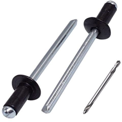 SKIR'CO Remaches ciegos pintados de 3,2 x 8 mm, remaches de aluminio pop, broca incluida (negro azabache RAL 9005)