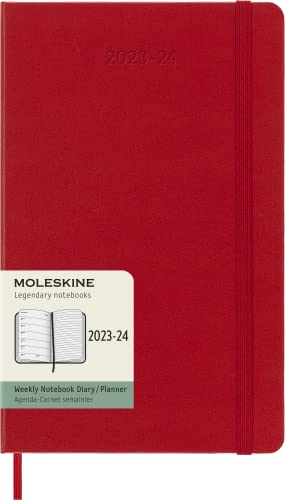 Moleskine Wochenplaner 2023-2024, 18-Monate-Kalender, Akademischer Terminkalender, Hardcover-Wochenplaner, Großformat 13 x 21 cm, Farbe: Kaminrot