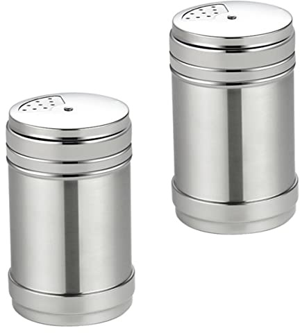 Alipis 2 Piezas Lata De Polvo De Acero Inoxidable Dispensador Rotatorio Sal Especias Botellas Saleros De Acero Inoxidable Contenedores De Especias Condimento Portátil