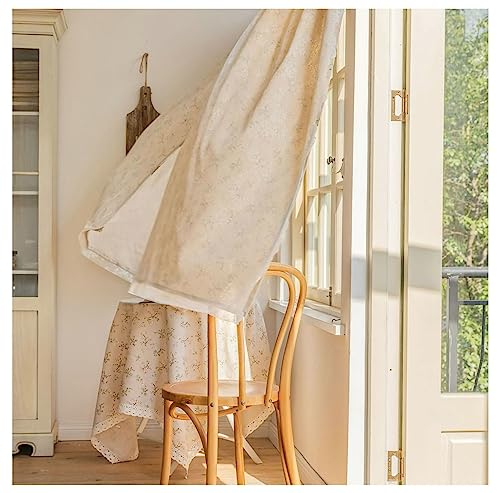 Homxi Vorhänge Durchsichtig Schlafzimmer 2er Set 2 x 140W x 300H cm,Voile Vorhang Wohnzimmer Beige Blumenmuster und Spitze Vorhang mit Gardinenhaken