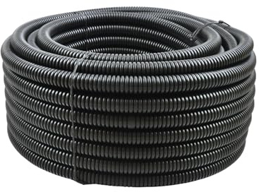 Flexibles Wellrohr, Härtedruck 320N, Kabelschutz Schutz Rohr, Ungeschlitzt, UV-Beständig, Durchmesser Ø 9mm, Länge 25 m