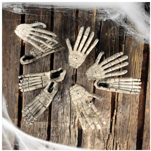 com-four® 8-teiliges Knochenset, Halloween Deko, Hände und Füße | künstliche Knochen als anatomische Dekoration für Partys