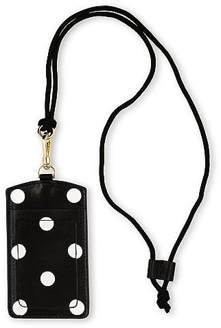 Kate Spade New York ID Badge Holder with Lanyard, Vegan Leather Slim Card Wallet, Name Tag Case for Work, School, or Travel (Picture Dot)