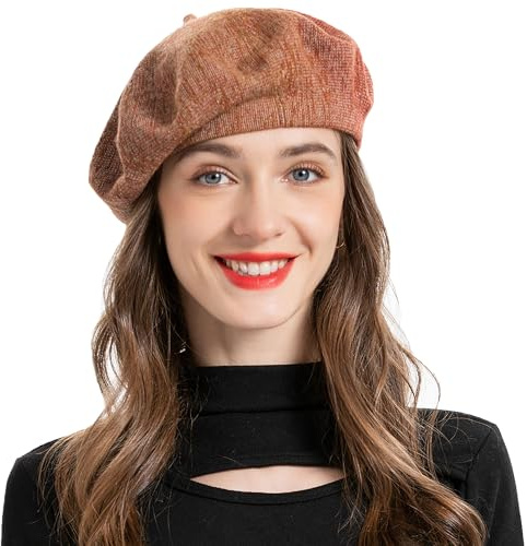 ZLYC Damen Winter Baskenmütze Klassischer Baskenmütze Druck Weich Warm Französisch Hut