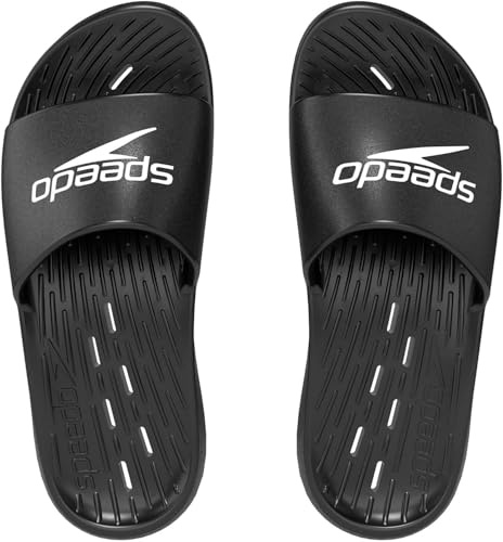 Speedo Men's Slides | Pool Sliders | Quick Dry, Black, 11 UK