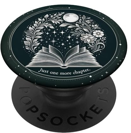 Just One More Chapter Floral Book Moon Lover Reading PopSockets Adhesive PopGrip