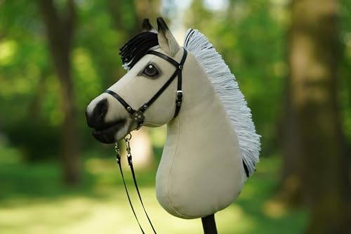 Hobby hästfjord + pinne + hackamore bridle, 100 % handgjord, hobbyhäst, stokhäst, häst på pinnen