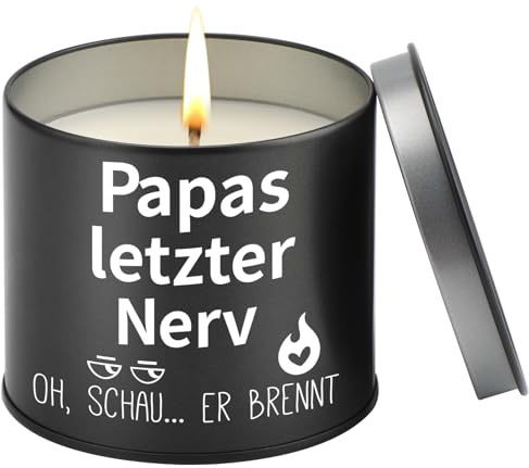 PRSTENLY Papa Geschenk Geburtstag, 9OZ Lavendel Duftkerze Schwarz | Geschenke für Bester Papa Weihnachten Vatertag, Geburtstagsgeschenk für Vater von Kindern, Papas Letzter Nerv