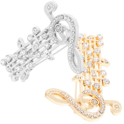 TOGEVAL 2stücke Metall Notiz Broschen Strass Damen Revers Pins Kleidung Dekorative Broschen Festival Brosche Für Damen Festivalgeschenk