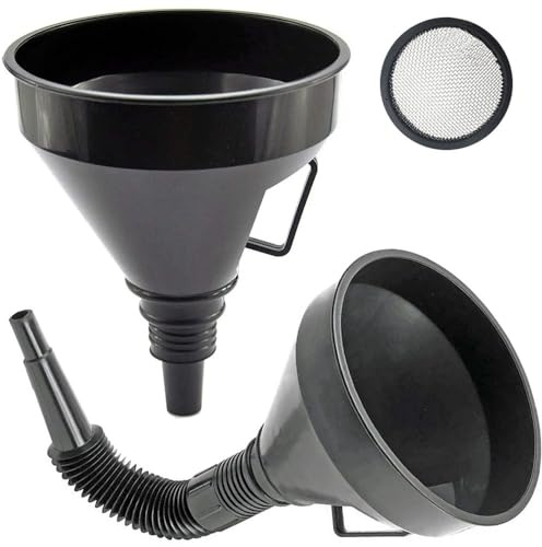 PARENCE.- Stor multifunktionstratt med filter och flexibelt munstycke - Bränsle, olja och andra vätskor - 2 låsbara stycken - Slumpmässiga färger