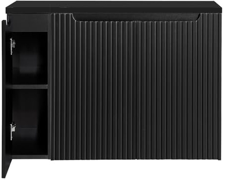 Lomadox Mobile da bagno 100 cm nero 40 cm profondità armadio lavabo 3 ante (larghezza x altezza x profondità) ca. 100,4/59,5/40 cm