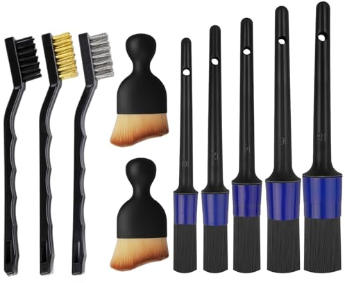 OHVBAEON 10Pcs Car Detailing Brush Kit, Interior & Exterior Cleaning Kit with Soft Wheel Brushes