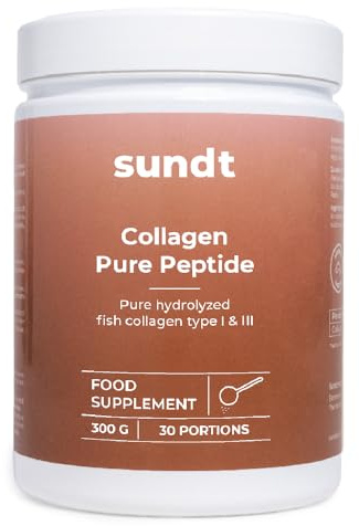 Kollagen Pulver - Pure Kollagenpeptide | Anti-Aging | Unterstützung von Haut, Haare, Nägel und Gelenke | Packung mit 300 g Kollagen Typ I und III |10000 mg Kollagen pro Tagesdosis | Sundt Supplements
