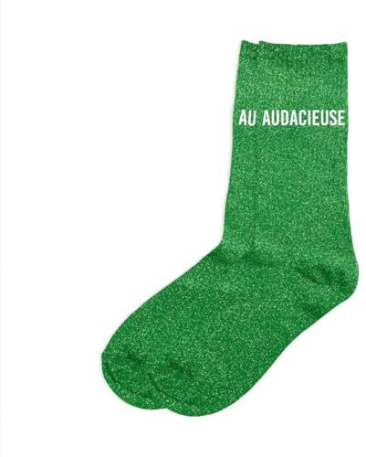 Chaussettes vertes paillettes Audacieuse