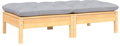 LAPOOH 2-sitsig trädgårdsoffa med grå kuddar, trädgårdssoffa, balkongmöbler, trädgårdsmöbler, loungemöbler, utomhussoffa, massiv furu