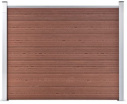 qohoio Zaunelement WPC 180x146 cm Braun Zaunfelder Holz Zaunelemente Kunststoff Wpc Pfosten