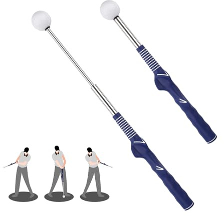 Ayuda Retráctil para Entrenamiento de Golf, Entrenador de Swing Ayuda para Entrenamiento de Agarre de Golf Palos de Alineación de Golf para Interiores Práctica Calentamiento Ritmo (Azul)