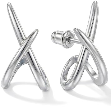 MUMREUES Silver Earrings for Women Trendy,14K White Gold Platd Stud Earrings Dainty Simple Minimalist Silver Earrings Hypoallergenic Earring for Women Gifts