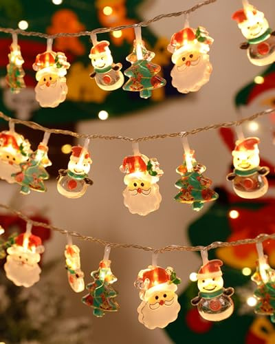 GEEKEO Lichterkette Innen Weihnachten, 3M 20LED Batteriebetrieben Lichterkette Weihnachten Batterie Warmweiß Weihnachtsbeleuchtung für Kinderzimmer Balkon Schlafzimmer Innen Außen Weihnachtens Deko