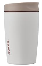 Owala SmoothSip Slider Insulated Stainless Steel Coffee Tumbler, Reusable Iced Coffee Cup, Hot Coffee Travel Mug, BPA Free 12 oz, Vanilla Bean
