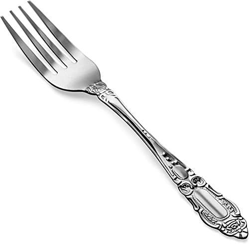DecorRack 12 delar middagsgafflar, matgafflar i rostfritt stål, 19,05 cm, bestick, bordsgafflar, salladsgafflar, för hem, kök eller restaurang, metallsilver, diskmaskinssäker