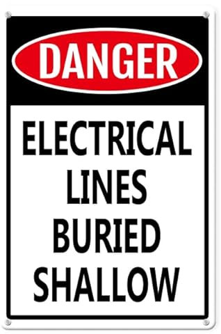 Horienteeon Danger - Electrical Lines Buried Shallow Aluminium Sign 30×40cm, Sturdy Aluminum Wall Signs Rust Free, Caution Safety Signs, Warning Signs, Security Signs, Outdoor Signs
