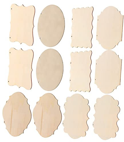 TEHAUX 12stücke Unbehandeltes Bastelmaterial Für Runde Und Rechteckige Platten Blanko Holzschilder Für Kreative Projekte Für Dekorationen Und Handarbeiten