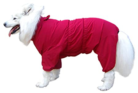 Hund Regenmantel Wasserdichte Hundemanteljacke, Hunderegenmäntel mit Beinen, mit Kapuze und integriertem Geschirr, Haustierponcho for große Rassen, 4-beiniges Schrumpfschnallen-Design, verstellbare Gr