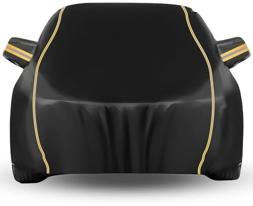LinGKon Autoabdeckung Vollgarage für Peugeot 308 2007-2021 Autoabdeckung gegen Hagel Regen Sonne UV-Schutz Anpassung Autoabdeckung Wasserdicht Atmungsaktiv mit Reflektierenden Gurten(Black)