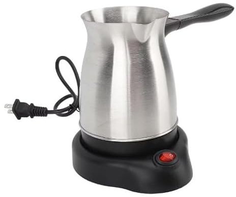 Turkish Coffee Maker Stainless Steel 600ml Turkish Coffee Machine Arabic & Greek & Turkish Coffee Maker Machine Pot Warmer Kettle 5 To 6 Cups Capacity F 10 Tote (Silver, 12x10.5x24)