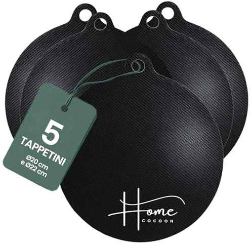 Home Cocoon Protezione Piano Induzione – Set 5 Tappetini Protettivi Ø20cm e Ø22cm, Copertura Silicone Antigraffio per Piano Cottura a Induzione 5 Fuochi, Protezione Universale Salva Cucina Idea Regalo
