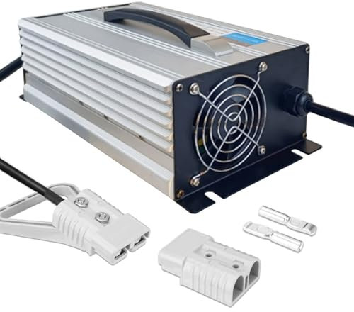 HYDTGZ Chargeur de Batterie pour Chariot Élévateur 1200 W 12 V/24 V/36 V/48 V/60 V/72 V avec Prise Anderson 50 A pour Chariots Élévateurs Électriques, Transpalettes et Autolaveuses,A,48V 20A
