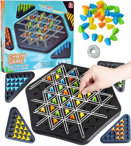 Chain Triangle Chess Game,Interactive Geometric Chess Board for Kids&Adults