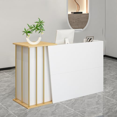 Bancone Cassa per Negozio Reception, Banco Reception con Cassetti Bancone Negozio con Cassetti con Serratura, Banconi per Sala D'Attesa, Reception Scrivania per Hotel, Abbigliamento White 140cm