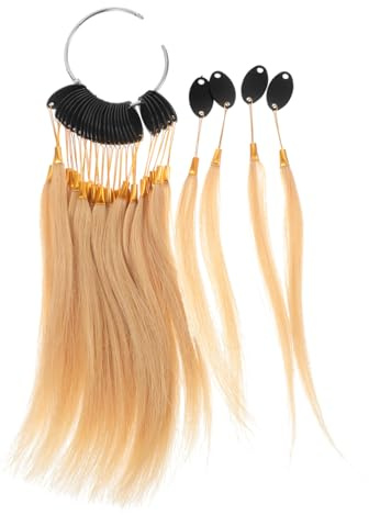 Ipetboom Cabello de Práctica para Teñir Mechones de Color con Hebillas Doradas Extensiones de Cabello Humano para Uso Peluquerías Muestras de Color para Estilistas Kit de Coloración