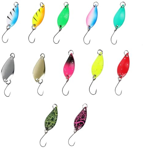 12Pcs Vivid Spinner Bait Set Artificial Fishing Lures Blinker Set Portable Lightweight Trout Fishing Spoons for Trout Pike Bass Salmon