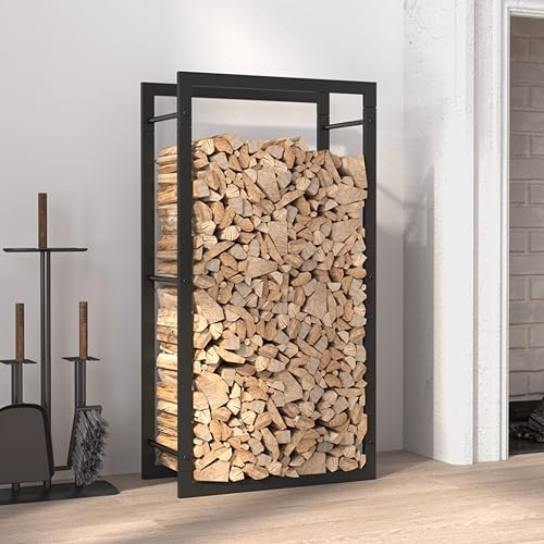 GCHDHAPB Kaminholzregal Matt Schwarz 50x28x94cm SteelHome & Garden Kamin & Holzofen Zubehör Holzregale & Träger