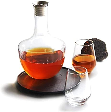 Générique Carafe à Whisky, Carafe à Vin Rouge, Verre Soufflé à La Main, Capacité 750 ML, Bouchon en Acier Inoxydable