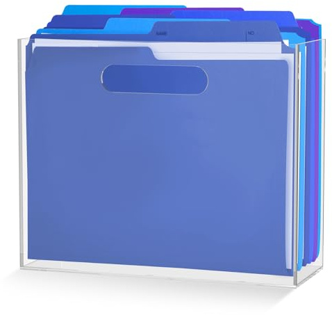 Hängeregistraturbox aus Acryl,31.5 * 11.5 * 25.4cm,Großem Hängeregistratur Organizer mit praktischem Tragegriff,Tragbare Schreibtisch-Ordner, für Zuhause, Schule und Büro(Stil 2)