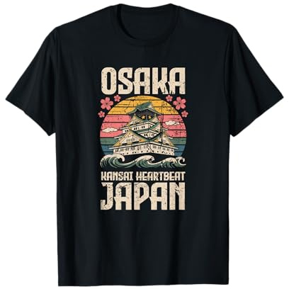 Osaka Castle Kansai Heartbeat Japón Retro Travel Souvenir Camiseta