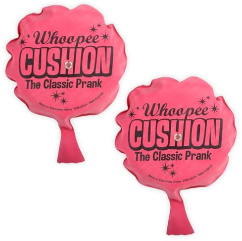 Playbees Self Inflating Whoopie Cushion 2 Pack – 6 Inch Classic Prank Toys for Kids and Adults – Funny Gag Gifts and Party Favors – Reusable Whoopee Cushion Makes Realistic Sounds
