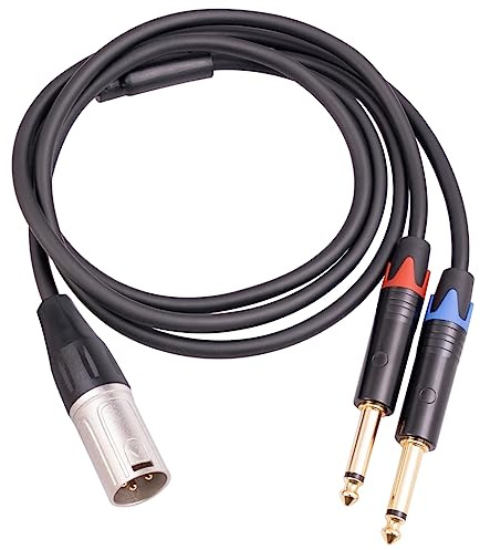 XLR 3-Pin Male to 2x 1/4 Inch Male Converter XLR to Jack 6.35mm TRS Cable 1-2M