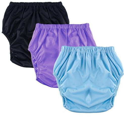 3 Stück Auslaufsichere Unterwäsche Für Erwachsene Bei Inkontinenz, Waschbare, Elastischer Bund, TPU-Kunststoff-Windelüberhose, Unisex Option D,XL