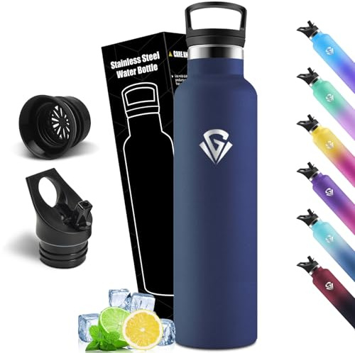 Mulbijeo Borraccia Termica 1 Litro, Senza BPA, Borraccia Termica, Sottovuoto a Doppia Parete, Bottiglia Termica, 18/8 Acciaio Inox, Borracce Termiche, con Cannuccia, Termos per Palestra, Sport, Bici