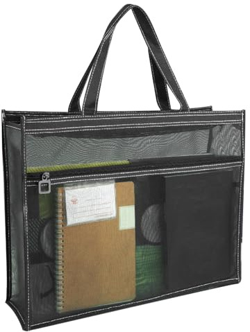 Filväskor med nät med dragkedja, 43 x 33 x 11 cm transparent affisch förvaringsväska med handtag och dragkedja - A3 konsthållare för affisch, målarbok, akvarell skissbok